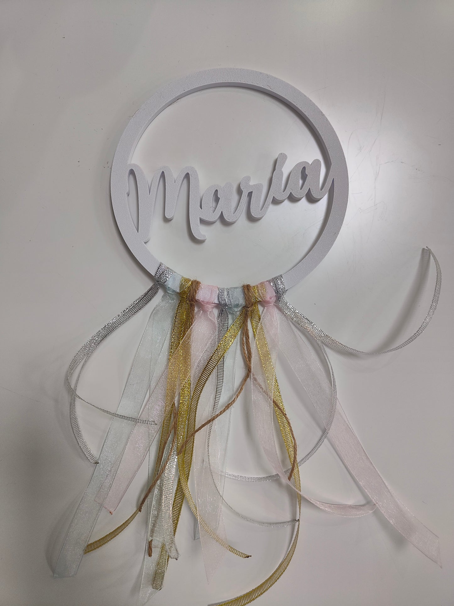Aro decorativo 3D con nombre y cintas 🌈