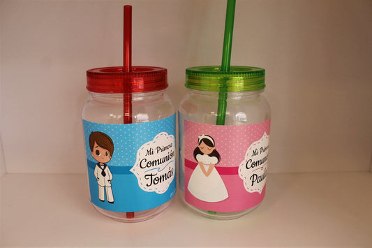 Tarro con pajita (personalizado)