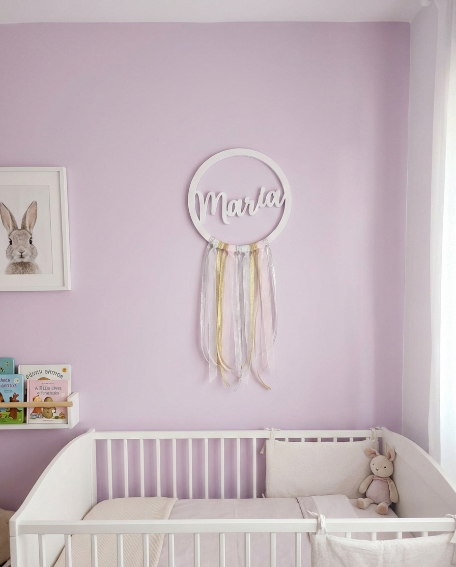 Aro decorativo 3D con nombre y cintas 🌈