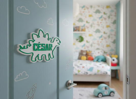 Letrero infantil 3D para puerta🦕