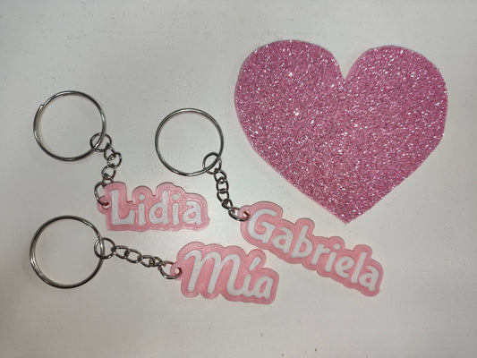 Llaveros 3D con nombre a dos colores