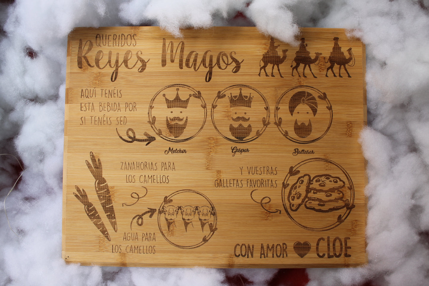 Bandeja de madera para Papá Noel o Reyes Magos