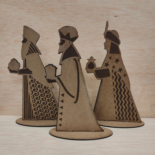 Reyes Magos de madera decorativos (3 figuras)