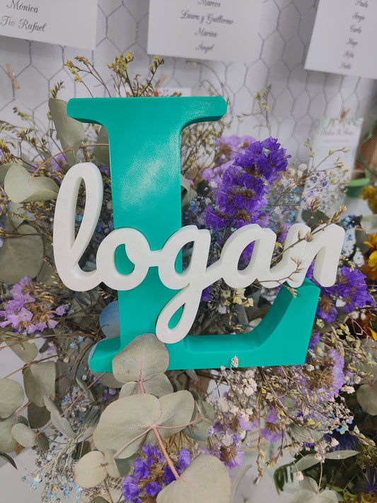 Inicial decorativa con nombre (2 colores)